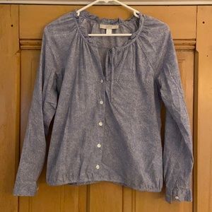 LOFT blue and white long sleeve blouse size SP